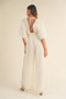 MABLE Fluffy Deep V Neck Wide Leg Jumpsuit