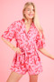 VERY J Oversized Printed Button Down Resort Romper