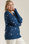 Umgee Full Size Star V-Neck Long Sleeve Sweater Plus Size