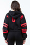 American Bazi Letter Graphic Long Sleeve Drawstring Cropped Hoodie