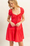 HYFVE Ruched Frill Tiered Short Sleeve Mini Dress
