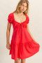 HYFVE Ruched Frill Tiered Short Sleeve Mini Dress