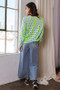Davi & Dani Two-Tone Ribbed Hem Openwork Knit Top