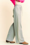 Davi & Dani Rhinestone Elastic Waist Wide Leg Pants