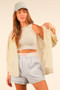 VERY J Full Size Dolman Sleeve Button Down Gauze Shirt Plus Size