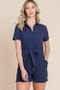 Lime 'N' Chili Collared Button Down Romper with Tie Belt
