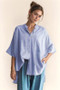 Davi & Dani Rhinestone Pleat Back Short Sleeve Loose Fit Shirt