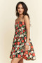 Davi & Dani Floral Scalloped Cutout Back Mini Dress