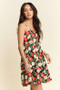 Davi & Dani Floral Scalloped Cutout Back Mini Dress