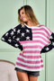 BiBi American Flag Low Gauge Knit Top