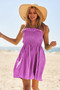 Davi & Dani Smocking Halter Neck Tie Open Back Mini Dress