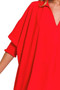Zenana Airflow Collar Tee with Smocked Sleeve Band Top