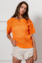 BiBi Crochet Knit Cover Up With Puff Sleeves