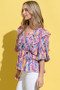 And The Why Printed Lantern Sleeve Blouse
