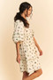 Davi & Dani Cactus Printed Poplin Contrast Piping Mini Dress