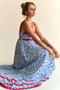 Davi & Dani Geo 2 Tone Printed Wavi Trim Tiered Maxi Dress