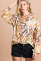 BiBi Tie Dye Terry Hoodie With Twill Tape Drawstring