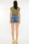 Kancan High Rise Frayed Hem Denim Shorts