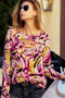 BiBi Print Tie Dye Rib Knit Top With Cut Out Neck