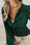 BiBi Smoking Waist Band and Puff Sleeves Deep V Neck Top