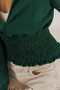 BiBi Smoking Waist Band and Puff Sleeves Deep V Neck Top