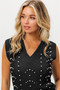 BiBi Chevron Pointelle Pearl Knit Top
