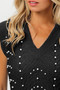 BiBi Chevron Pointelle Pearl Knit Top