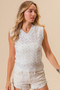 BiBi Chevron Pointelle Pearl Knit Top