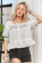 ADORA Smocked Puff Sleeve Peasant Blouse