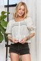 ADORA Smocked Puff Sleeve Peasant Blouse