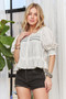 ADORA Smocked Puff Sleeve Peasant Blouse