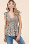 Mittoshop Leopard Print Ruffle Smock Blouse