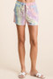 BiBi Tie Dye French Terry Casual Shorts with Twill Tape