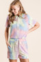 BiBi Tie Dye French Terry Casual Shorts with Twill Tape