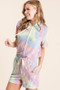 BiBi Tie Dye French Terry Casual Shorts with Twill Tape