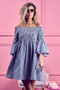 BiBi Smocked Off Shoulder Striped Dress