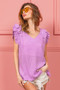 BiBi Layered Ruffle Swiss Dot Knit Top
