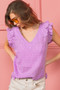 BiBi Layered Ruffle Swiss Dot Knit Top