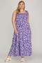 She + Sky Full Size Smocked Printed Wide Strap Tiered Dress Plus Size