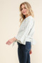 And The Why Stripe Tie Knot Front Bell Sleeve Top