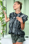 BiBi Tiered Ruffle Neck Tie Dye Top