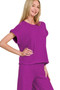 Zenana Rolled Sleeve Top and Pants Sweater Set