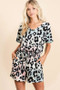 BiBi Gradation Leopard Soft Knit V-neck Romper