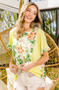 BiBi Floral W Stripe Color Block Dolman Sleeves Top