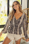 BiBi Snake Skin Woven Crossover Lslv Top