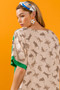 BiBi Tiger W Stripe Contrast Color Block V Neck Top
