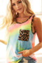 BiBi Sleeveless Tie Dye Top with Leopard Band