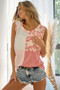 BiBi French Terry Color Block Leopard Sleeveless Top