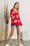 ADORA Full Size Heart V-Neck Knit Top Plus Size