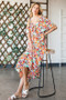 Lime 'N' Chili Floral Print Sweetheart Neck Tie Front Midi Dress